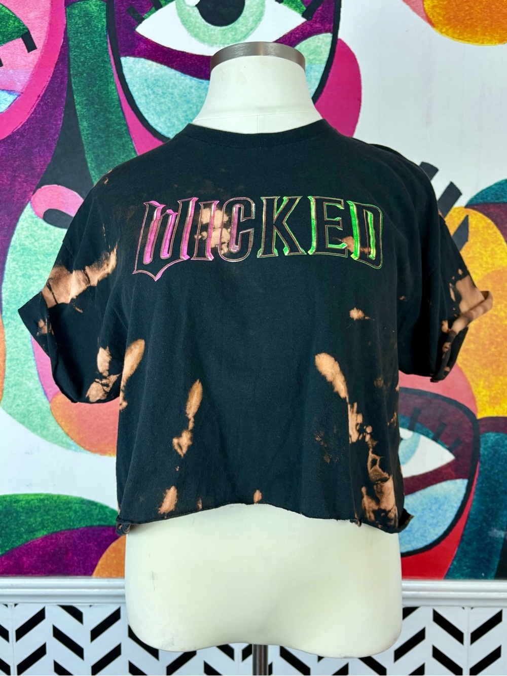 Wicked Graphic Bleached Crop Tee